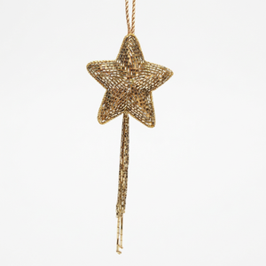 Décorations de Noël personnalisées brodées en velours/satin écologiques faites à la main par Brazeal Studio – Étoile de chameau et fleur - Product Image 1