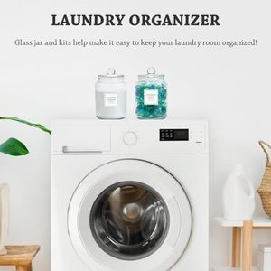 <strong>Laundry</strong> Pods Glass <strong>Jars</strong> with Cover and Scoop Labels Portable Modern Design for <strong>Laundry</strong> Room Detergent Storage - Product Image 2