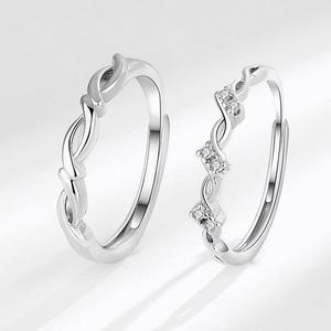 Anillos De Pareja Platinum Plated <b>Ring</b> Open Adjustable Geometric Interweave Cross Limitless <b>Couple</b> Wedding Engagement <b>Ring</b> - Product Image 3