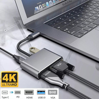 Hub multiport 4 en 1 Type C, Type C vers HDMI 4K, VGA, USB3.0, adaptateur de charge rapide PD, adaptateur de station d'accueil portable Plug and Play pour PC