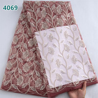 Luxe vert menthe français perlé Tulle maille dentelle tissu avec paillettes en gros dentelle africaine pour les femmes robes de mariée 4069