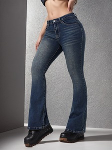 Vaqueros acampanados elásticos de mezclilla para mujer, de talla estándar europea y americana, personalizados, populares y a la moda. - Product Image 6