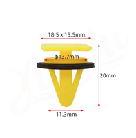 Nouvelle fixation de garniture latérale en plastique jaune avec clip de retenue, rondelle en mousse antichoc, rivet de fixation pour panneau de garniture extérieure automobile, accessoire de décoration de voiture
