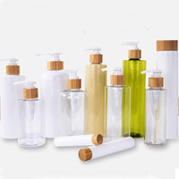 Eco organik alami pompa bambu transparan sampo kosong sabun mandi Gel Lotion perawatan pribadi 1L 1,5 l botol plastik untuk tubuh