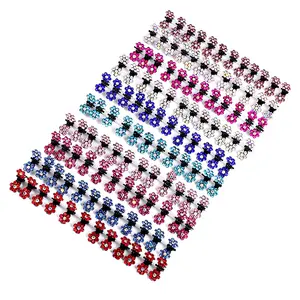 FF2137 12pcs Glitter Rhinestone Mini Hair Clips No-Slip Jaw Metal Clamps Flower Small Hair Claw Clips For Women Girls