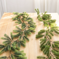HB-201 guirlande de noël vignes vertes décoration PE feuille verdure pin guirlande
