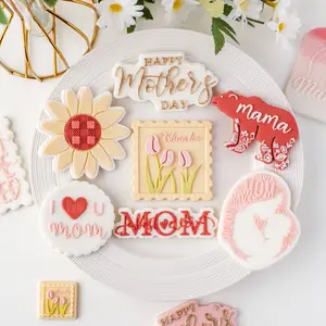 EMBOSSER happy Mother's daylove dekorasi kue, pemotong papan akrilik stempel terbalik alat cetakan plastik Fondant untuk memanggang