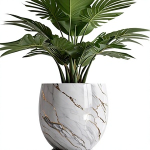 Maceta Moderna de Estilo Americano con Patrón de Mármol, Metal Resistente, para Plantas Verdes, Diseño Minimalista - Product Image 1