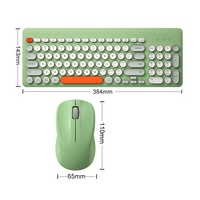 Set Keyboard dan Mouse Nirkabel 2.4G Tanpa Suara Warna Campuran Model Mesin Tik Tombol Bulat Keyboard Mouse Combo Lucu untuk Rumah dan Kantor