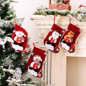 Vente chaude <span class=keywords><strong>bas</strong></span> <span class=keywords><strong>de</strong></span> Noël petit lin rouge vacances pendentif décoratif idée cadeau du nouvel an - Product Image 3
