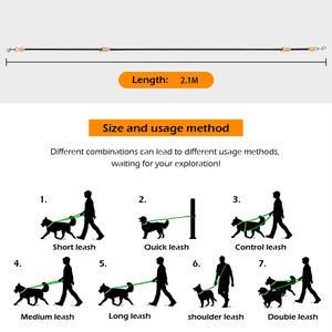 नए डिजाइन कुत्ते पट्टा बहुक्रियाशील अनुकूलित लंबाई समायोज्य लंबाई समायोज्य और नायलॉन 2 कुत्तों के लिए मुक्त पट्टा - Product Image 2