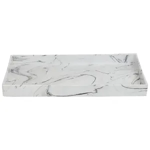 Custom marble lucite vanity tray rectangle bathroom toilet tank storage tray for candles soap towel perfume
