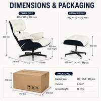 Fauteuil et ottoman en cuir style Ames avec coque en fibre de carbone pour réception et salon – Vente en gros, Fournisseur B2B, Personnalisation OEM
