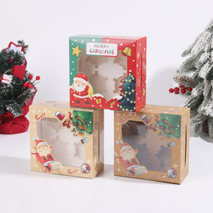 Tùy Chỉnh Bán Buôn 4 6 12 Lỗ Giáng Sinh Hộp Quà Tặng Với Rõ Ràng PVC Cửa Sổ Và Ribbon Cho Cupcake Cookie Bao Bì Trong Kho - Product Image 1