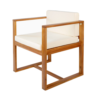 <b>Waterproof</b> Modern Outdoor Wood Dining Arm Chair <b>Set</b> of 2 for Living Room - Product Image 3