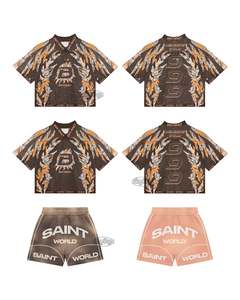 Maglia da Streetwear personalizzata <span class=keywords><strong>Vintage</strong></span> da uomo retrò maglia da basket maglia corta squadrata da calcio uomo audace carattere di squadra e atmosfera retrò - Product Image 1