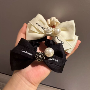 Premium Feel Elegant Black and White Bowknot Hair Tie Simple Niche Design Women's Hair Ties Fashionable Headwear Wholesale - Product Image 3