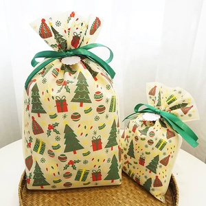 Eco-Friendly Christmas Drawstring Fabric Gift Bags & Non-Woven Plastic Pouches Customized Colors for Promotional Party Supplies