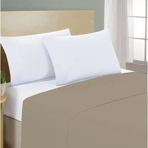 <b>Flat</b> <b>Sheet</b> 150x300cm 100% Cotton Taupe For Uk <b>Single</b> <b>Bed</b> Size - Product Image 1