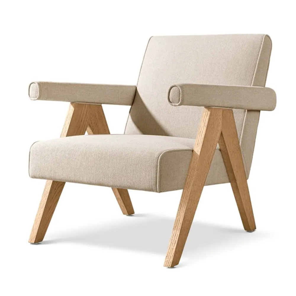 Cadeira de braço com moldura de madeira maciça Nordic, cadeira luxuosa moderna para sala de estar, venda imperdível