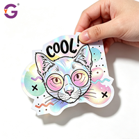 Özel Holografik Kesim Çıkartmalar Su Geçirmez Vinil Çıkartmalar Komik Kedi Kafatası Limonata Retro Y2K Yapışkanlı Dekorasyon Çıkartması