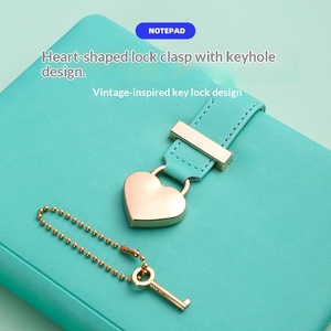 Carnet à spirales B6 en PU, design élégant, avec cadenas en forme <span class=keywords><strong>de</strong></span> cœur, carnet <span class=keywords><strong>de</strong></span> <span class=keywords><strong>comptabilité</strong></span>, logo personnalisable, cadeau - Product Image 2