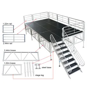 铝制饮用水舞台、移动舞台平台、可调木制舞台