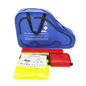 Kit d'outils d'urgence pour voiture en bordure de route approuvé CE Kit d'outils d'urgence pour camion de premiers soins pour voiture rouge Kit de premiers soins