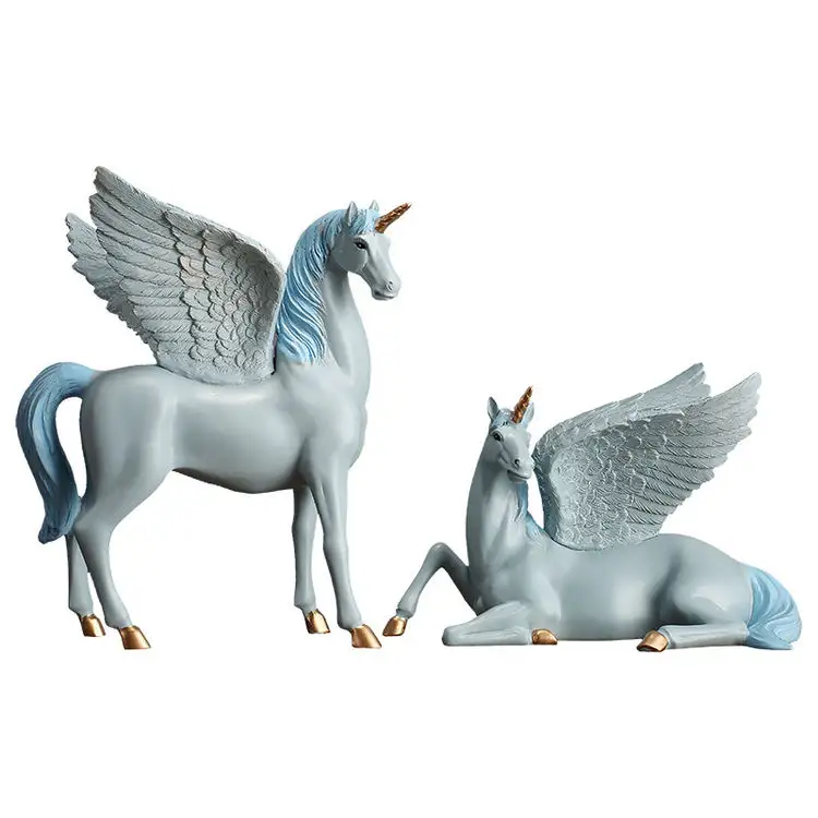 Color Resin Home Decor West Elegant Unicorn Table Decorations Modern Flyinh Horse Status