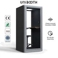 Cabine téléphonique UNIBOOTH en aluminium robuste, insonorisation 30 dB, normes ISO 23351 et ASTM-E84, ignifuge, montage rapide, pour salle de formation, hall d'entrée, OEM ODM