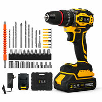 Taladro Inalámbrico Profesional Ligero sin Escobillas con Velocidad Variable, Luz LED y Estuche de Transporte para Renovaciones del Hogar y Trabajos de Bricolaje