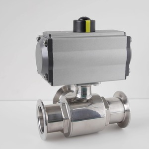 Vanne à bille sanitaire pneumatique en acier inoxydable à trois voies, vanne à bille KF à trois voies avec contrôle de pression négative - Product Image 5