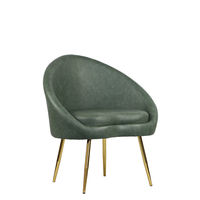 Fauteuil de loisirs moderne en cuir PU et velours avec pieds en métal - Meuble confortable pour salon, chambre, salle à manger, hôtel, appartement