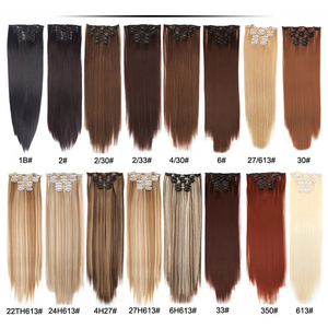 AliLeader 22 pollici 6 pz/set Ombre Highlight clip in <span class=keywords><strong>extension</strong></span> per <span class=keywords><strong>capelli</strong></span> <span class=keywords><strong>lunghi</strong></span> doppia trama leggero <span class=keywords><strong>capelli</strong></span> sintetici per donna - Product Image 5