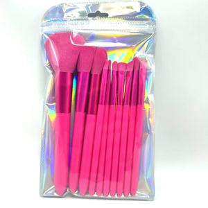Ensemble de 10 pinceaux de maquillage à manche en bois de rose mat, poils synthétiques, pour le visage, les yeux, le surligneur, le correcteur, outil de beauté - Product Image 3
