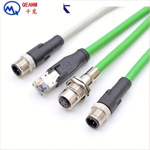 Konektor Tahan Air Ethernet M12 ke M12 Kabel Jaringan M12 ke RJ45 Cat5 4-pin D-code Lurus Sudut Kanan Male Plug 1M 5M 10M - Product Image 1
