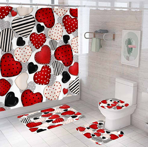 Ensemble <span class=keywords><strong>de</strong></span> rideaux <span class=keywords><strong>de</strong></span> <span class=keywords><strong>douche</strong></span> personnalisés en 3D pour la Saint-Valentin, imperméable, résistant à la moisissure, décoration <span class=keywords><strong>de</strong></span> salle <span class=keywords><strong>de</strong></span> bain avec crochets, plusieurs modèles - Product Image 4