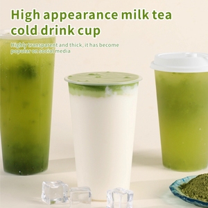 Custom Logo Printed Single Wall Disposable Clear PP <b>Plastic</b> Cups Lids 90mm Caliber Milk <b>Tea</b> Coffee Juice 500ml 700ml Wholesale - Product Image 6