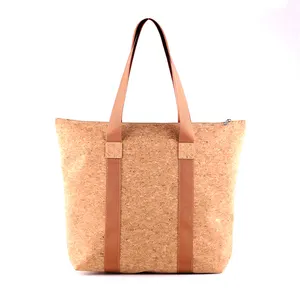 Custom Natural Cork Material Shopping Bag Eco Friendly Recycled Cork Handle Bag Gold portugal Cork Tote Bag Woman