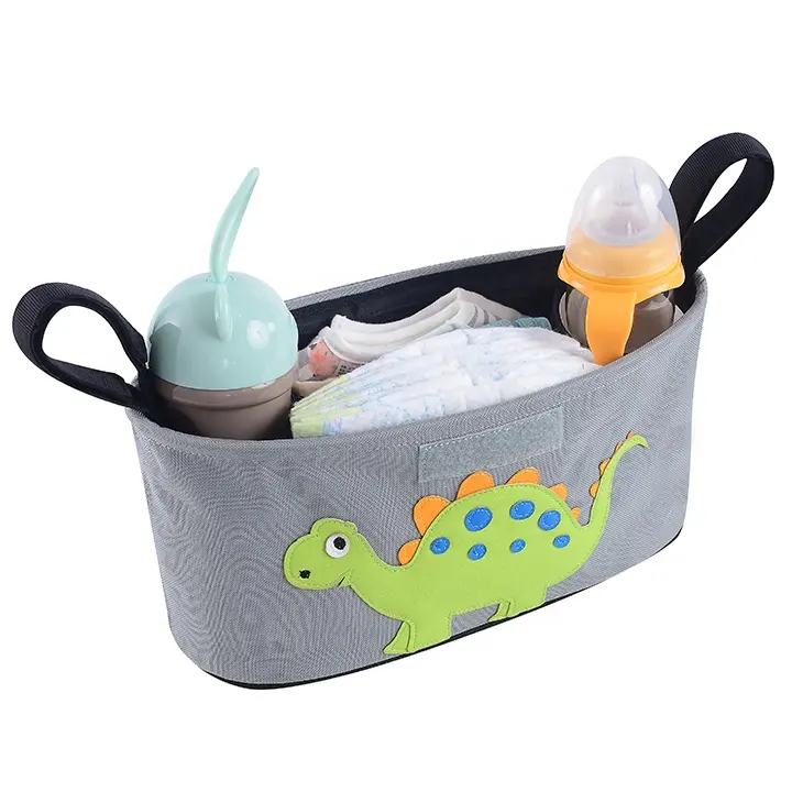 Universal Stroller Organizer with Insulated Cup Holder Secure Straps Pockets for Phone Compact Design Fit All Strollers