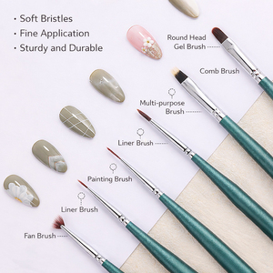 Pinceau à ongles personnalisé, poils en nylon, manche en aluminium antidérapant pour extension d'ongles en gel, manucure, nail art, peinture, fournitures de salon - Product Image 3