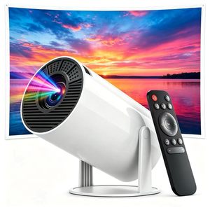 โปรเจคเตอร์ขนาดเล็กอัจฉริยะ ฉายภาพฟรี 180 องศา อินเทอร์เน็ต 4K ในตัว โปรเจคเตอร์วิดีโอแบบพกพาสำหรับใช้ในบ้าน - Product Image 1
