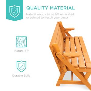 Tavolo da Picnic in Legno Rettangolare per Esterni con <span class=keywords><strong>Panca</strong></span> Intercambiabile e Trasformabile - Product Image 4