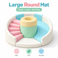 Ensemble de jeux doux Pastel Macaron avec balançoire électrique en forme de palmier et carrousel, piscine à balles pour centre d'activités pour enfants