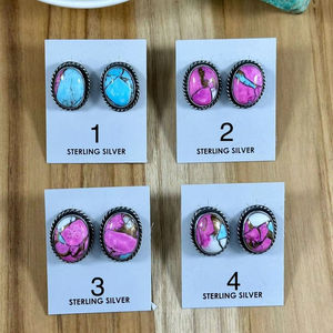 Juego de pendientes y colgantes de 4 piedras de algodón de azúcar, joyería de plata esterlina hecha a mano - Product Image 2