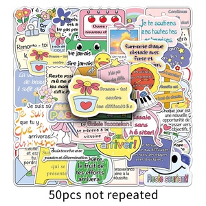 50 autocollants graffiti inspirants français, phrases et phrases à énergie <span class=keywords><strong>positive</strong></span>, tasse d'eau décorative étanche et - Product Image 6