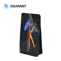 Bolsa de caja inferior plana de café tostado a prueba de humedad respetuosa con el medio ambiente al por mayor bolsa de papel de aluminio bolsa lateral para granos de café con válvula