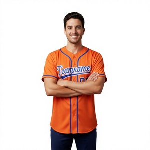 Camiseta de Béisbol Naranja para Hombre, Manga Corta, Cierre de Botones, Nombre del Equipo 00, Impresión, Absorbe la Humedad, Corte Regular - Product Image 2