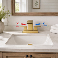Robinet de lavabo de salle de bain contemporain en acier inoxydable SUS304 à 3 trous, 2 poignées, 1,2 GPM, sans plomb, pour projets hôteliers, approvisionnement en gros