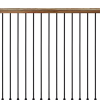 Balustre carré creux en fer forgé noir poli mat satiné à faible brillance avec tige métallique pour escaliers